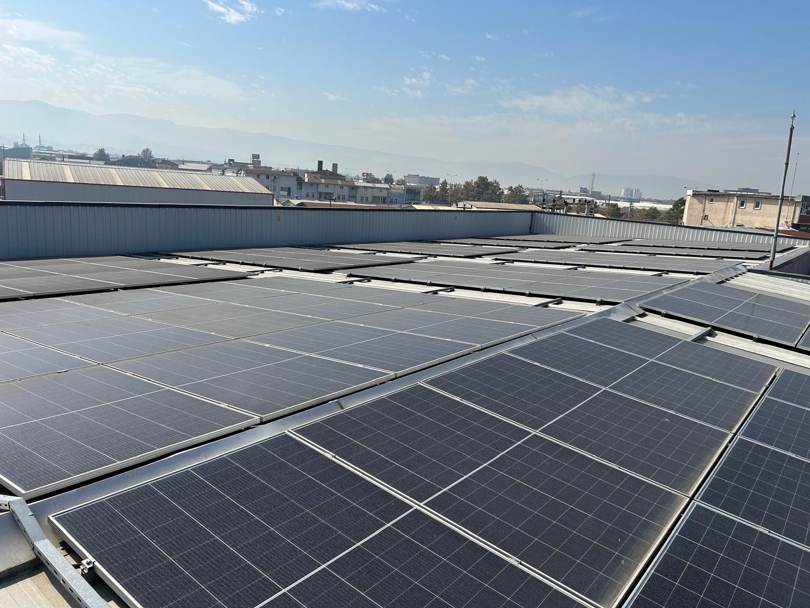 Rooftop solar panels at the KOSMAK production facility